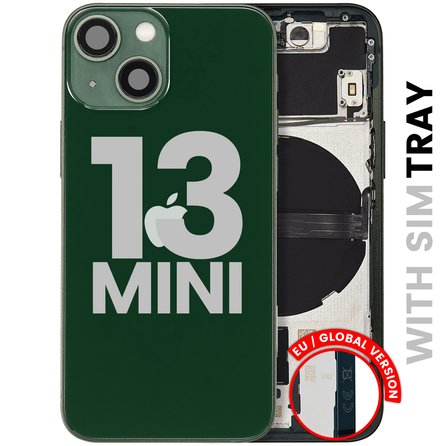 Back Housing W/ Small Parts For iPhone 13 Mini (EU / Global Version) (Used OEM Pull: Grade A) (Green)
