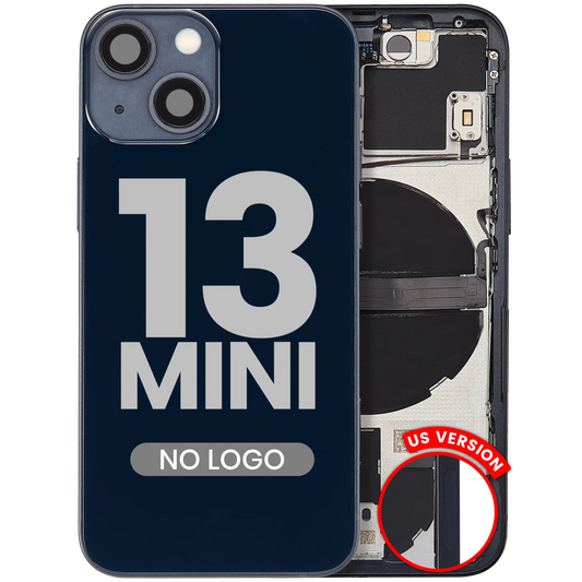 Back Housing W/ Small Parts For iPhone 13 Mini (US Version) (Aftermarket Plus) (Midnight) — product photo 1