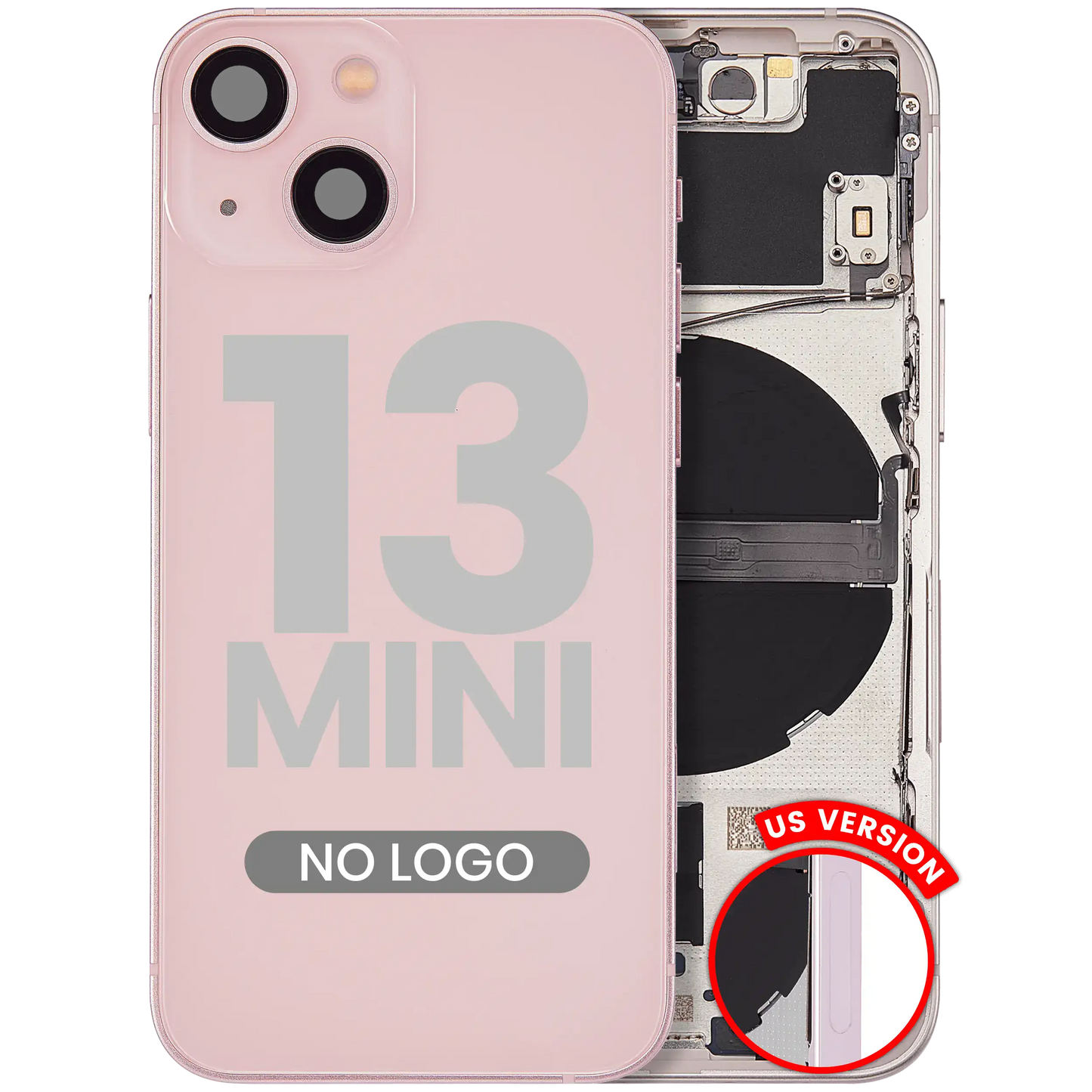 Back Housing W/ Small Parts For iPhone 13 Mini (US Version) (Aftermarket Plus) (Pink)