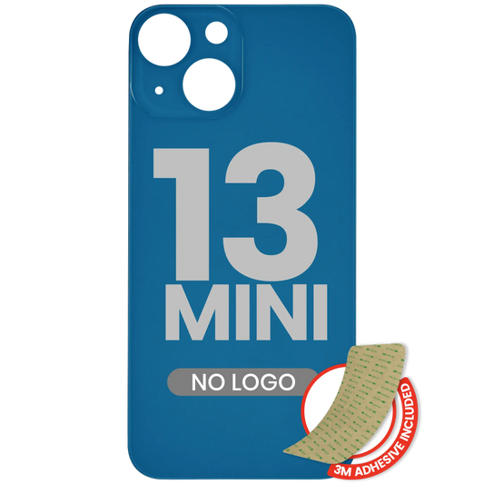 Back Glass With 3M Adhesive For iPhone 13 Mini (No Logo / Large Camera Hole) (Blue)