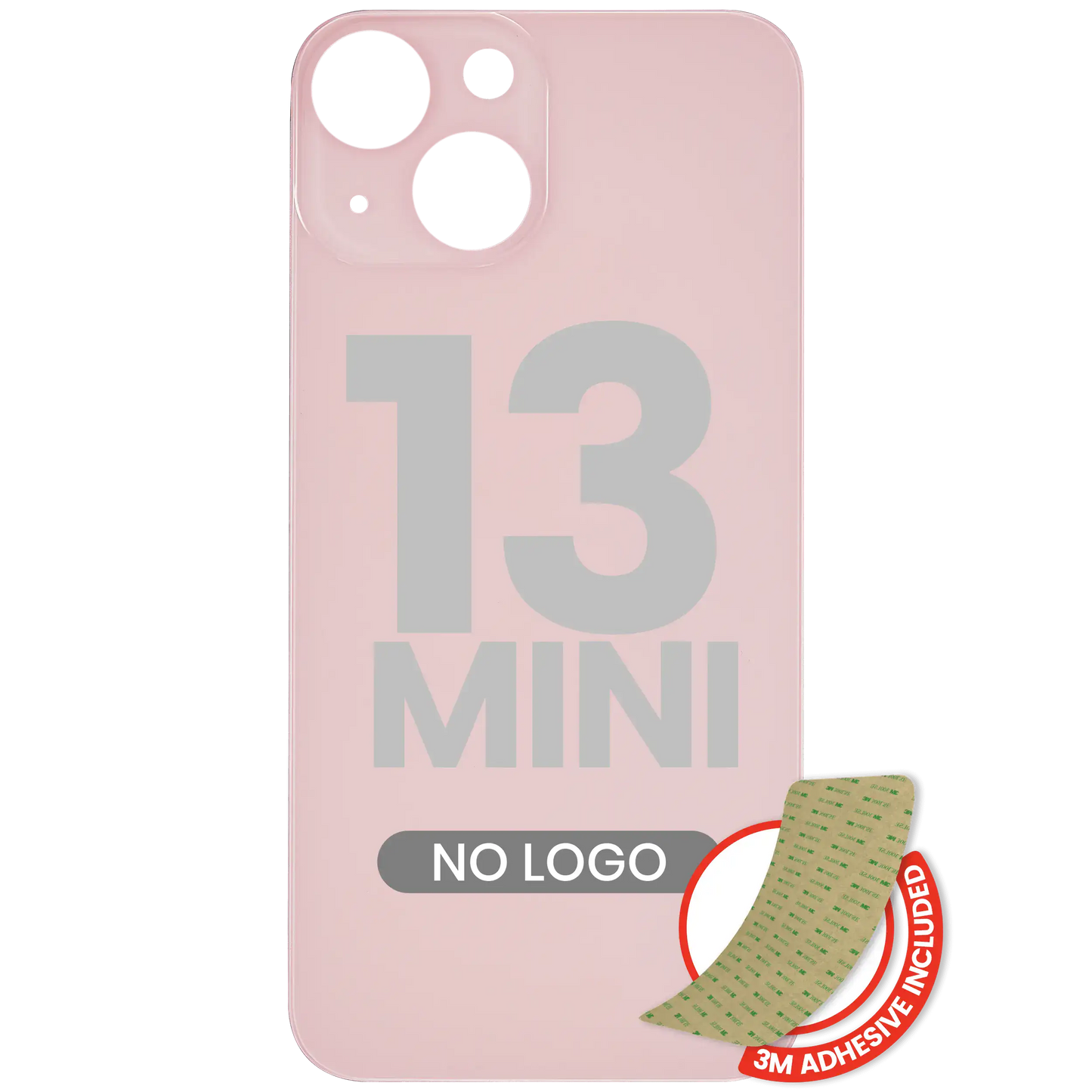 Back Glass With 3M Adhesive For iPhone 13 Mini (No Logo / Large Camera Hole) (Pink)