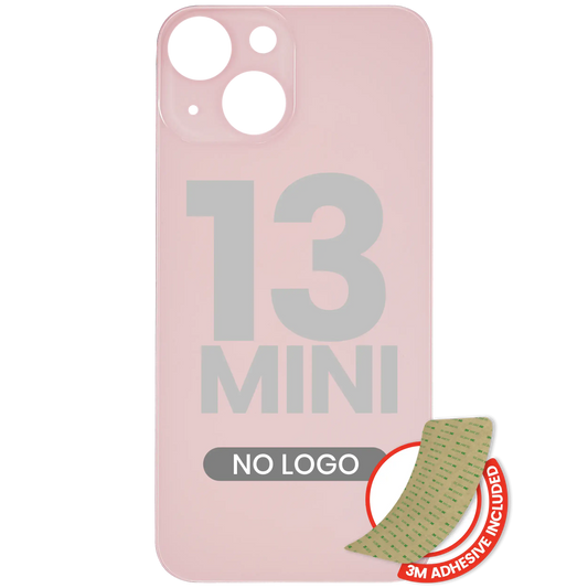 Back Glass With 3M Adhesive For iPhone 13 Mini (No Logo / Large Camera Hole) (Pink)
