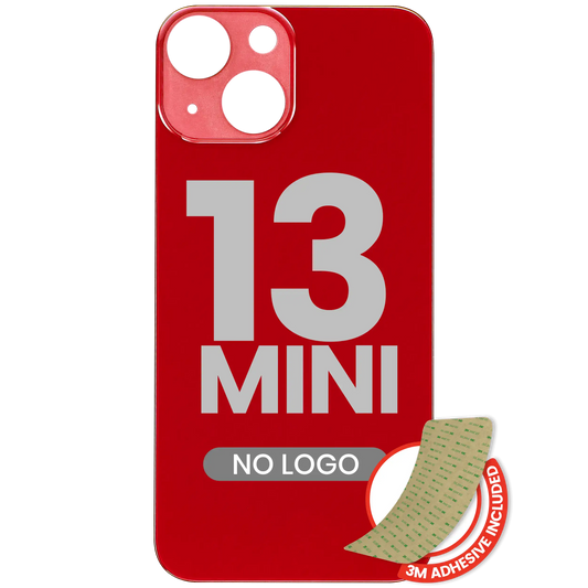 Back Glass With 3M Adhesive For iPhone 13 Mini (No Logo / Large Camera Hole) (Red)