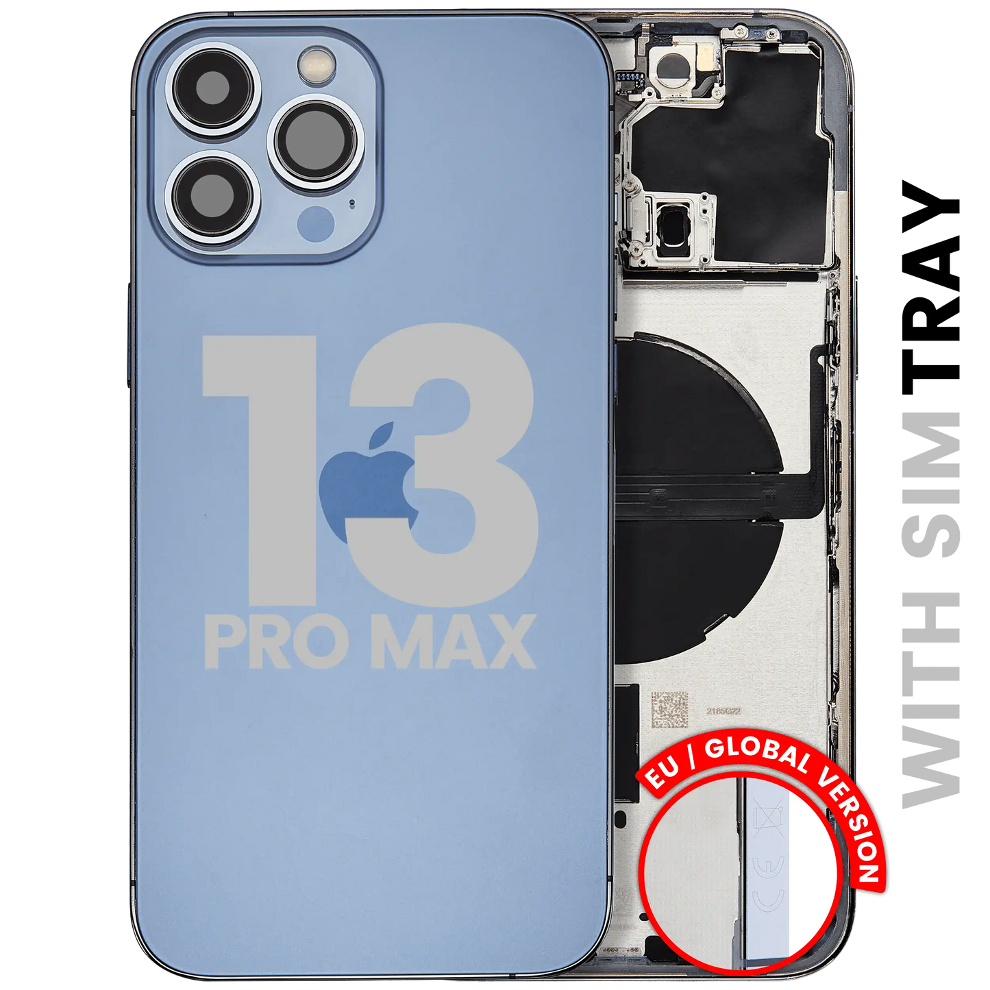 Back Housing W/ Small Parts For iPhone 13 Pro Max (EU / Global Version) (Used OEM Pull: Grade B) (Sierra Blue)