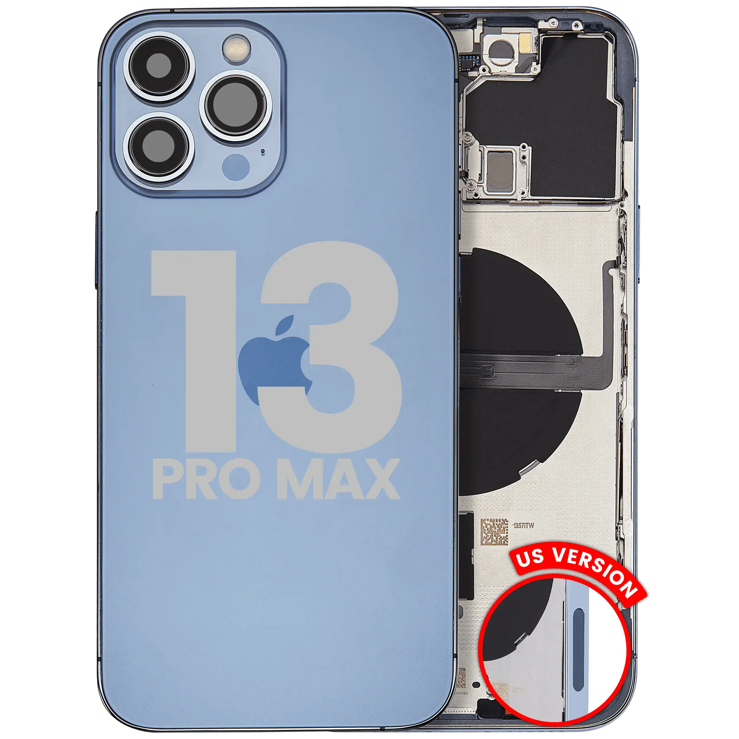 Back Housing W/ Small Parts For iPhone 13 Pro Max (US Version) (Used OEM Pull: Grade C) (Sierra Blue)