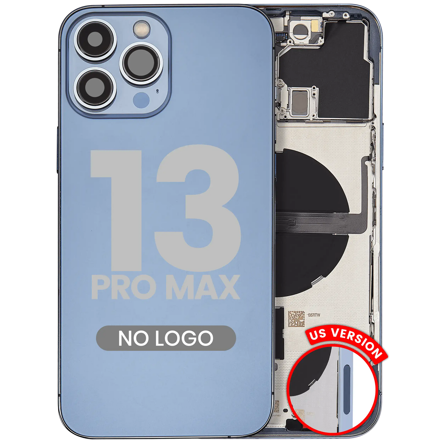 Back Housing W/ Small Parts For iPhone 13 Pro Max (US Version) (Aftermarket Plus) (Sierra Blue)