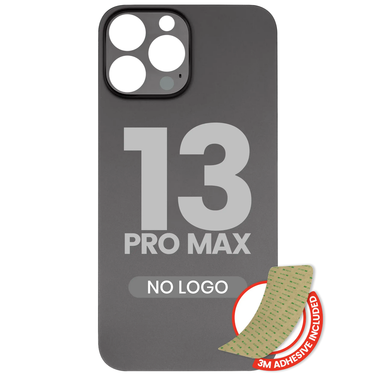 Back Glass With 3M Adhesive For iPhone 13 Pro Max (No Logo / Large Camera Hole) (Graphite) — product photo 1