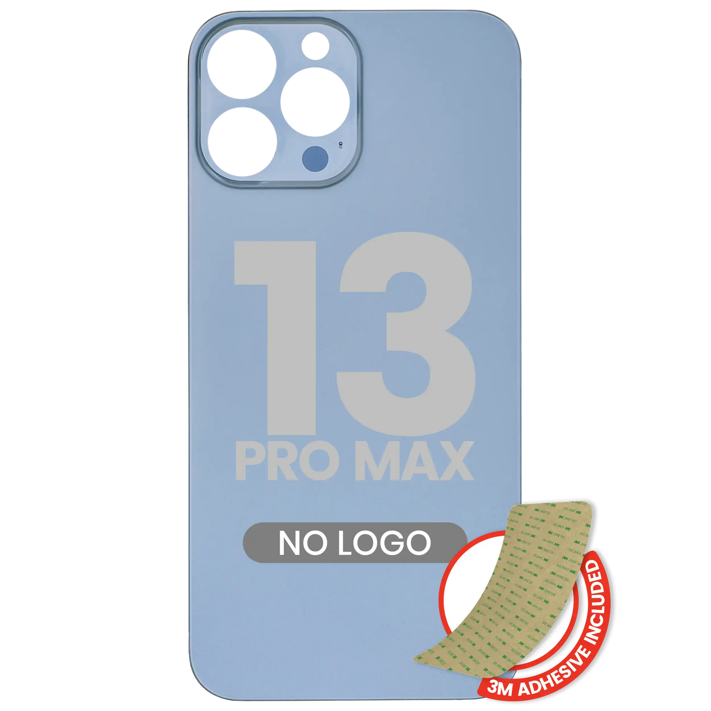 Back Glass With 3M Adhesive For iPhone 13 Pro Max (No Logo / Large Camera Hole) (Sierra Blue)