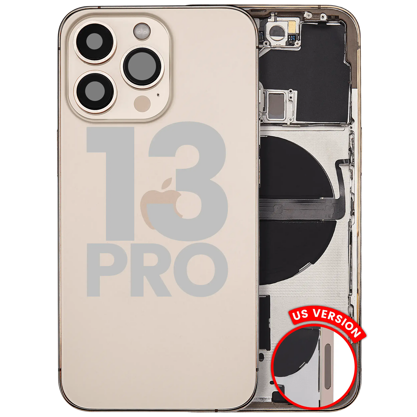 Back Housing W/ Small Parts For iPhone 13 Pro (US Version) (Used OEM Pull: Grade A) (Gold)