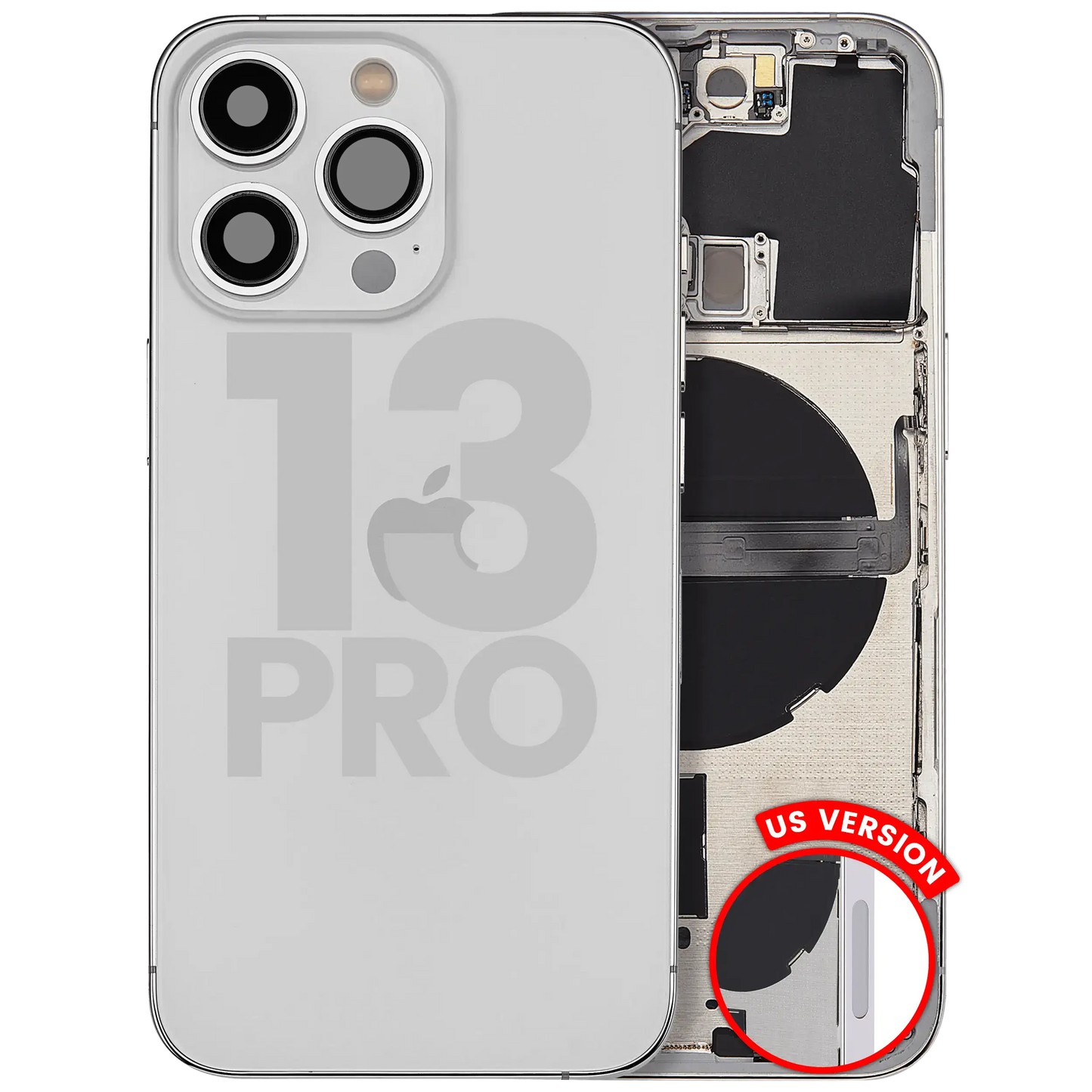 Back Housing W/ Small Parts For iPhone 13 Pro (US Version) (Used OEM Pull: Grade A) (Silver)