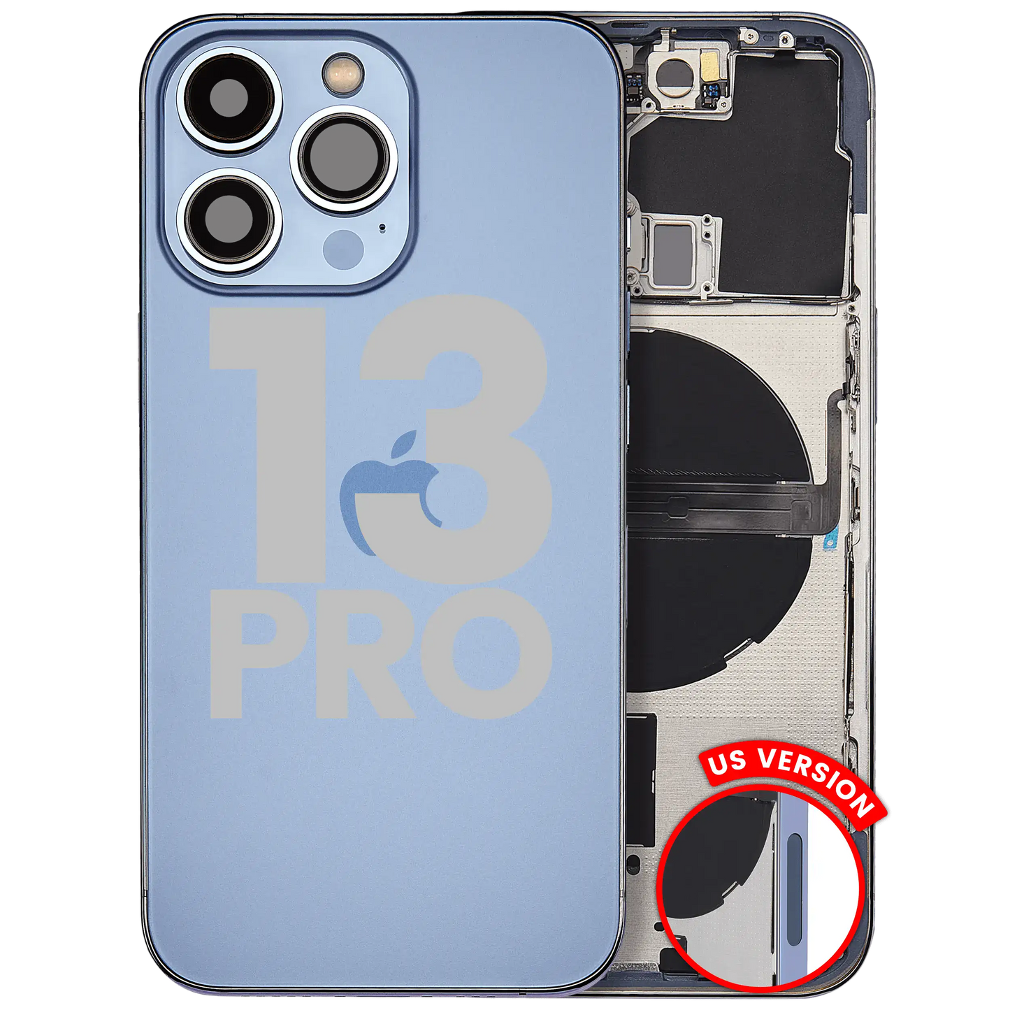 Back Housing W/ Small Parts For iPhone 13 Pro (US Version) (Used OEM Pull: Grade A) (Sierra Blue)