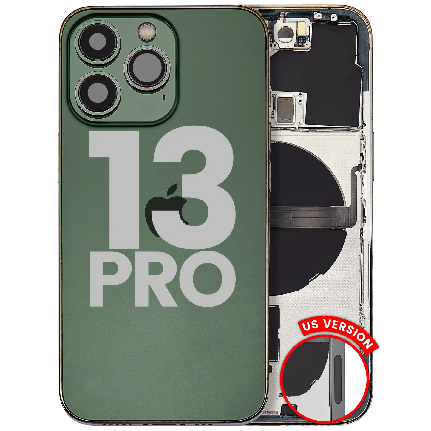 Back Housing W/ Small Parts For iPhone 13 Pro (US Version) (Used OEM Pull: Grade A) (Alpine Green)