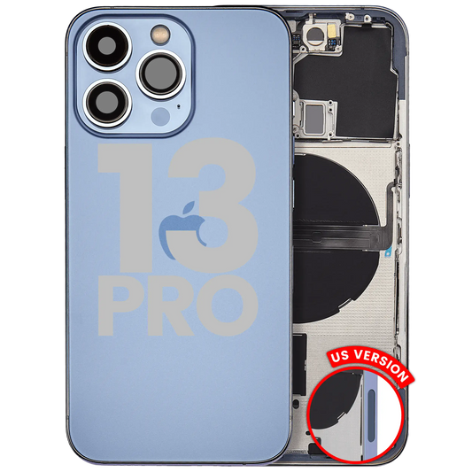 Back Housing W/ Small Parts For iPhone 13 Pro (US Version) (Used OEM Pull: Grade B) (Sierra Blue)