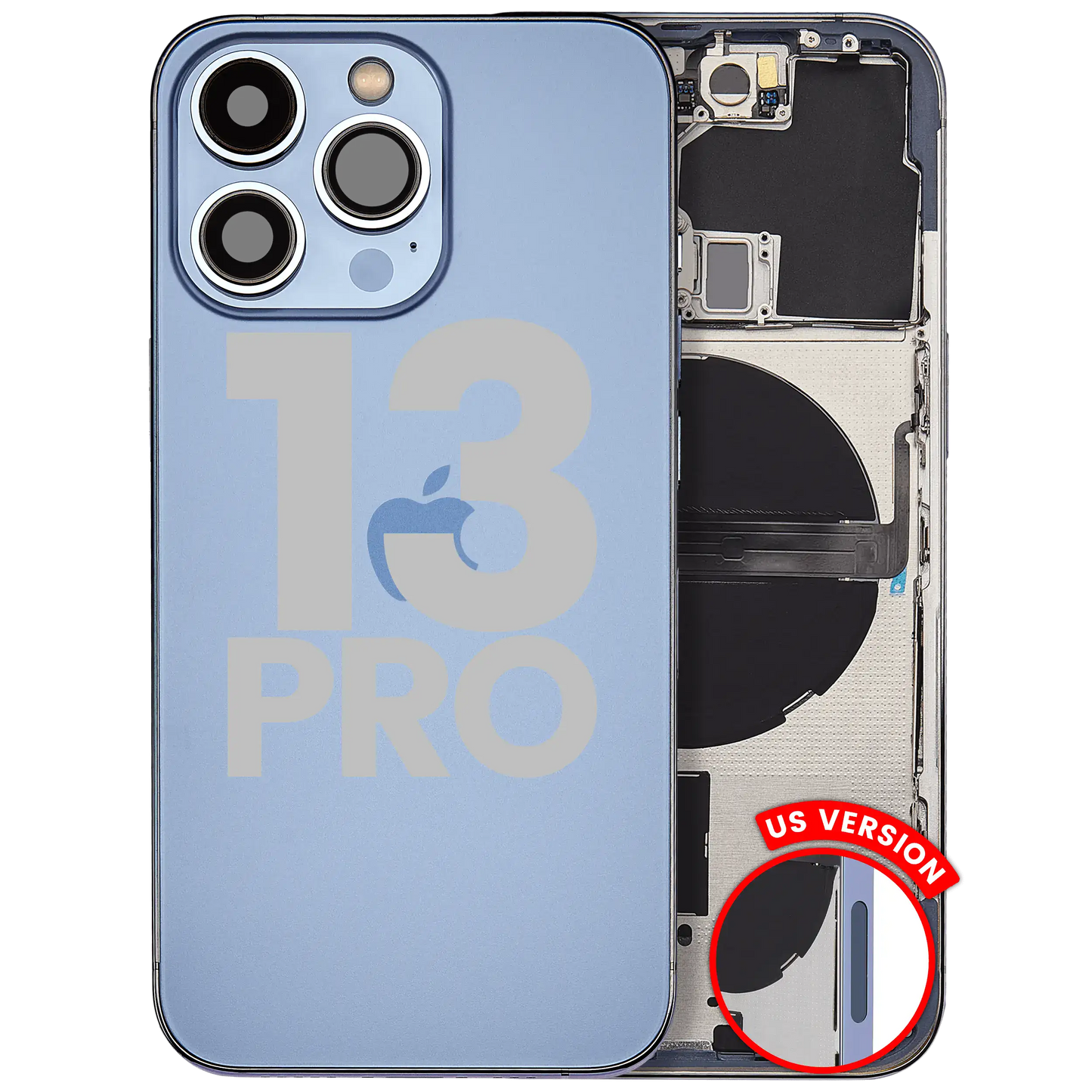 Back Housing W/ Small Parts For iPhone 13 Pro (US Version) (Used OEM Pull: Grade C) (Sierra Blue)