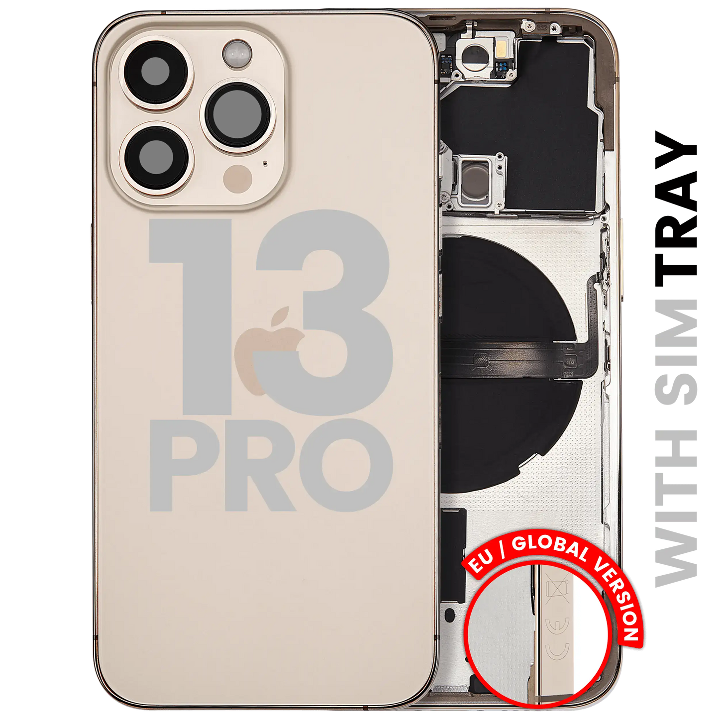 Back Housing W/ Small Parts For iPhone 13 Pro (EU / Global Version) (Used OEM Pull: Grade A) (Gold)