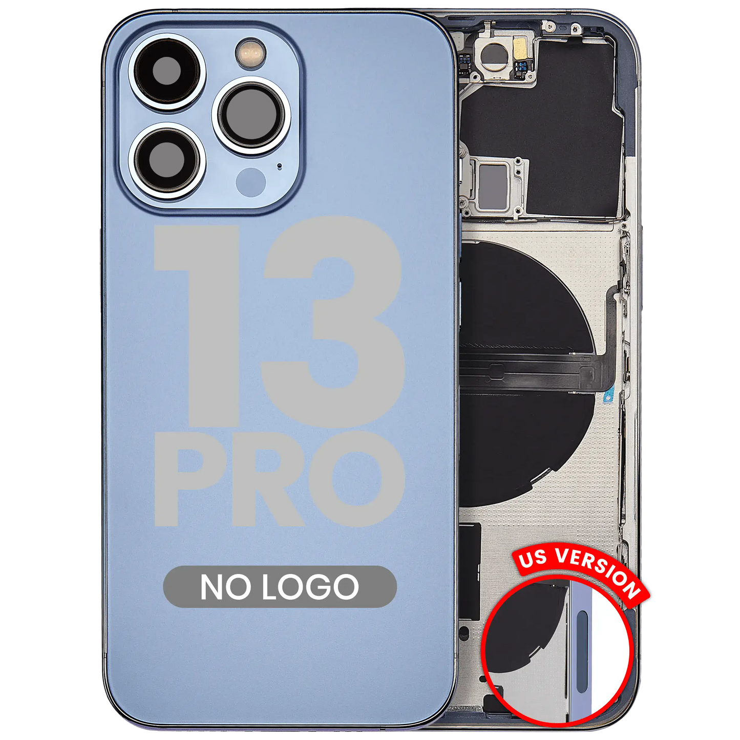 Back Housing W/ Small Parts For iPhone 13 Pro (US Version) (Aftermarket Plus) (Sierra Blue)