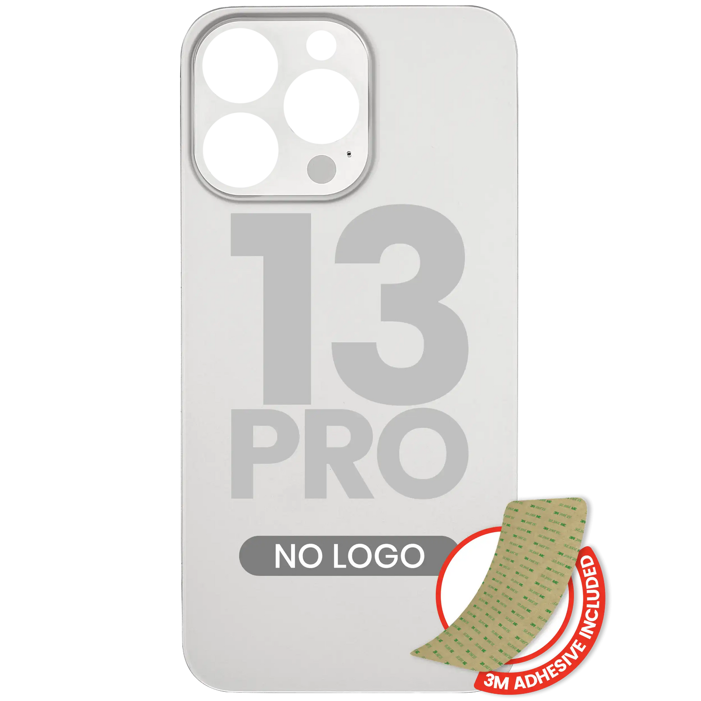Back Glass With 3M Adhesive For iPhone 13 Pro (No Logo / Large Camera Hole) (Silver)