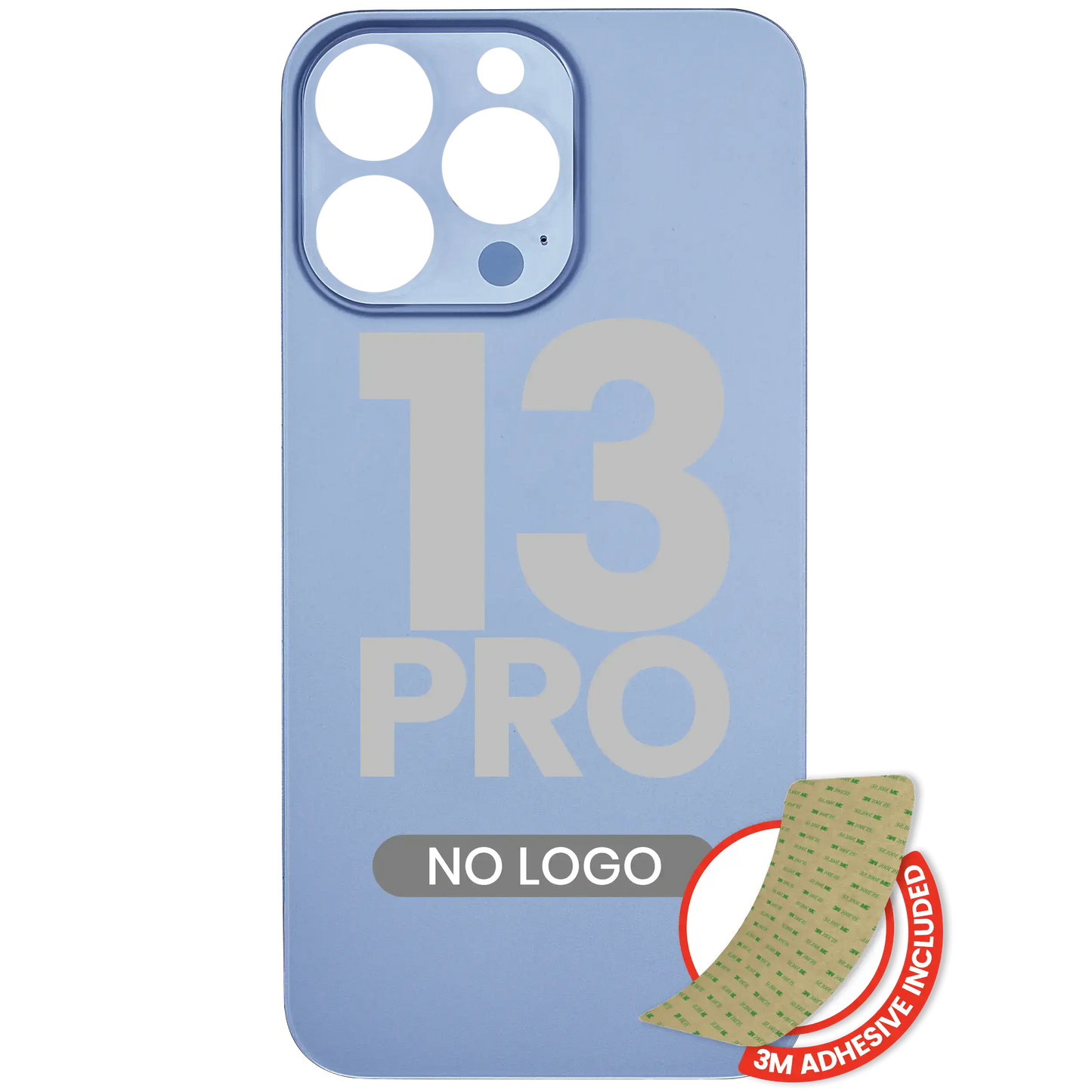Back Glass With 3M Adhesive For iPhone 13 Pro (No Logo / Large Camera Hole) (Sierra Blue)