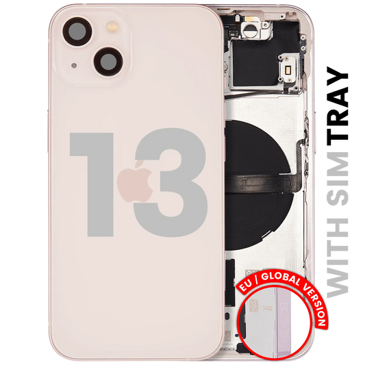 Back Housing W/ Small Parts For iPhone 13 (EU / Global Version) (Used OEM Pull: Grade B) (Pink)