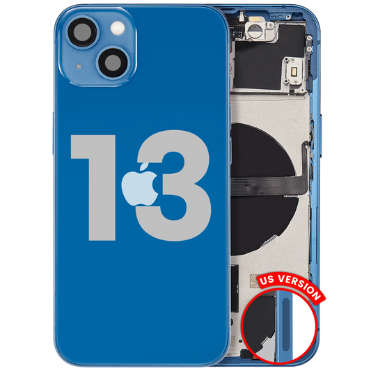 Back Housing W/ Small Parts For iPhone 13 (US Version) (Used OEM Pull: Grade A) (Blue)