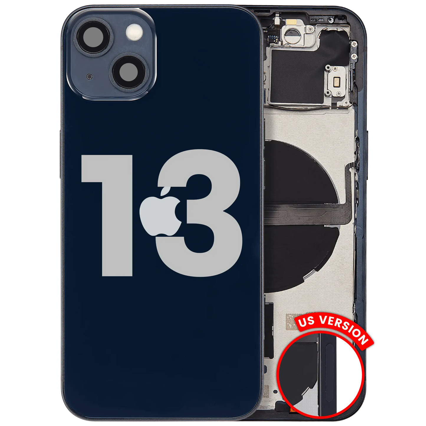 Back Housing W/ Small Parts For iPhone 13 (US Version) (Used OEM Pull: Grade C) (Midnight)