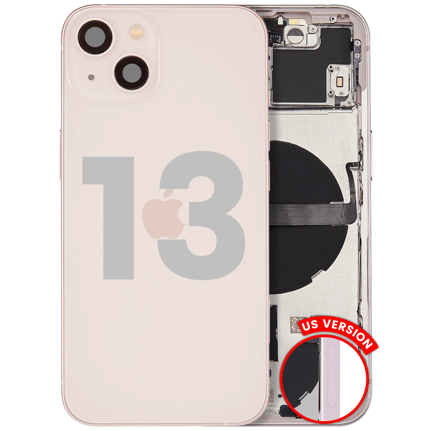 Back Housing W/ Small Parts For iPhone 13 (US Version) (Used OEM Pull: Grade C) (Pink)