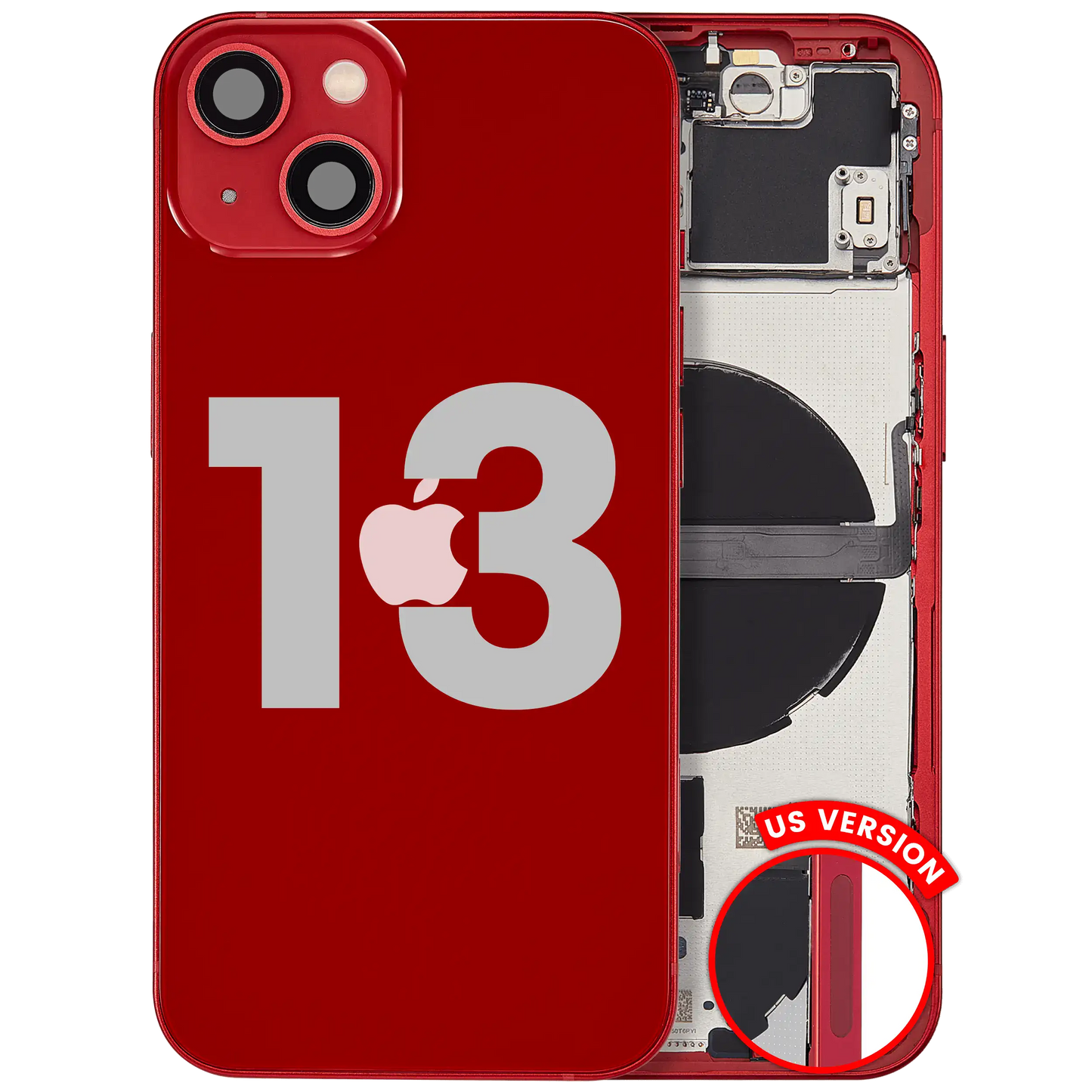 Back Housing W/ Small Parts For iPhone 13 (US Version) (Used OEM Pull: Grade C) (Red)