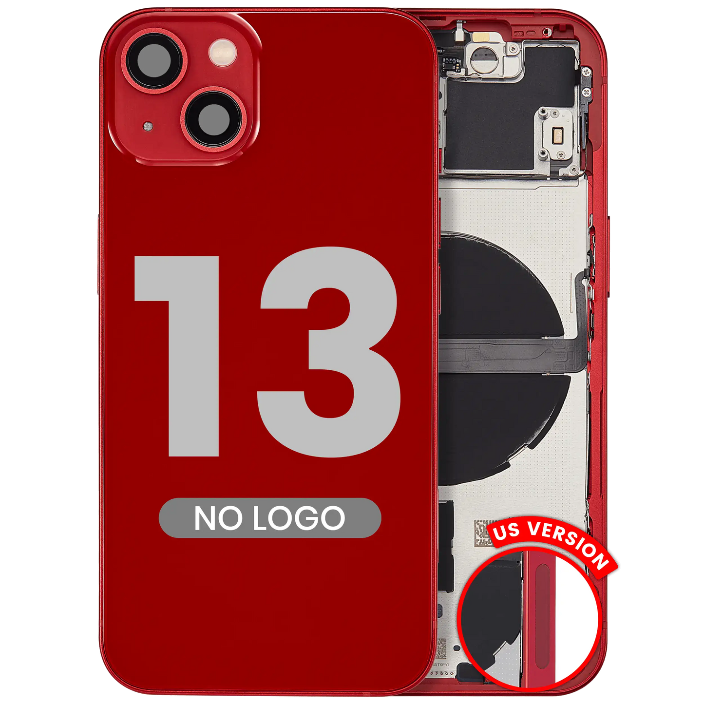 Back Housing W/ Small Parts For iPhone 13 (US Version) (Aftermarket Plus) (Red)