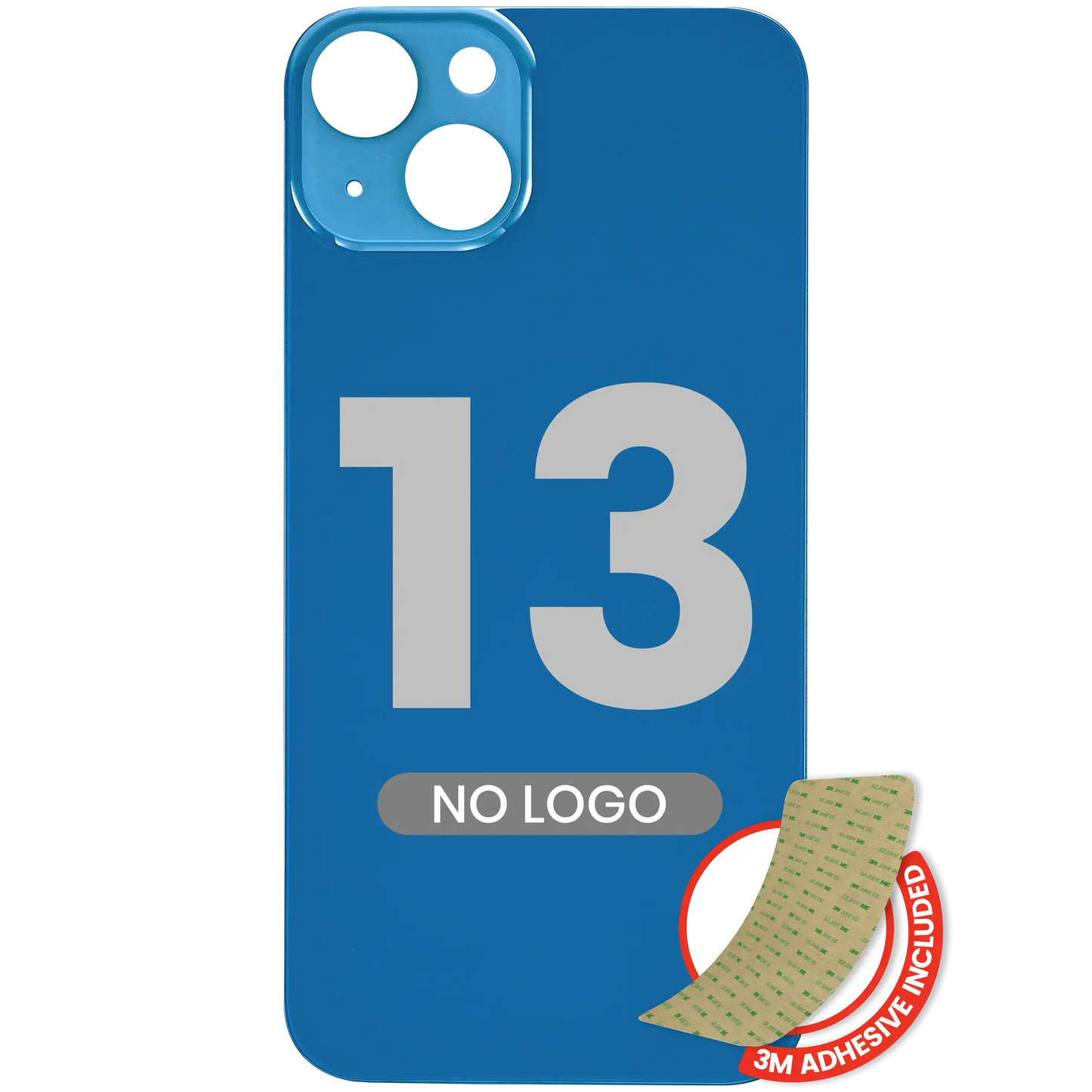 Back Glass With 3M Adhesive For iPhone 13 (No Logo / Large Camera Hole) (Blue)