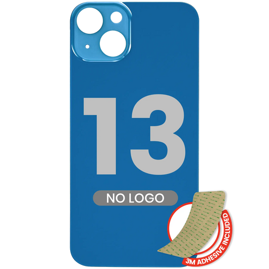 Back Glass With 3M Adhesive For iPhone 13 (No Logo / Large Camera Hole) (Blue)