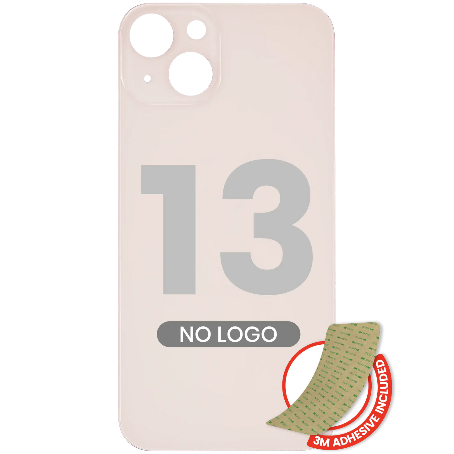 Back Glass With 3M Adhesive For iPhone 13 (No Logo / Large Camera Hole) (Pink)