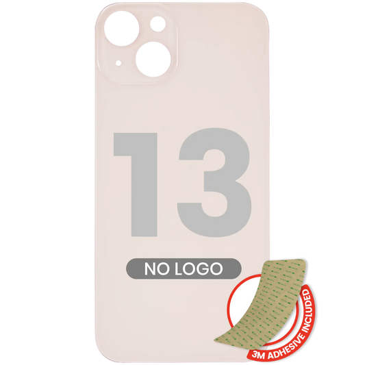 Back Glass With 3M Adhesive For iPhone 13 (No Logo / Large Camera Hole) (Pink)