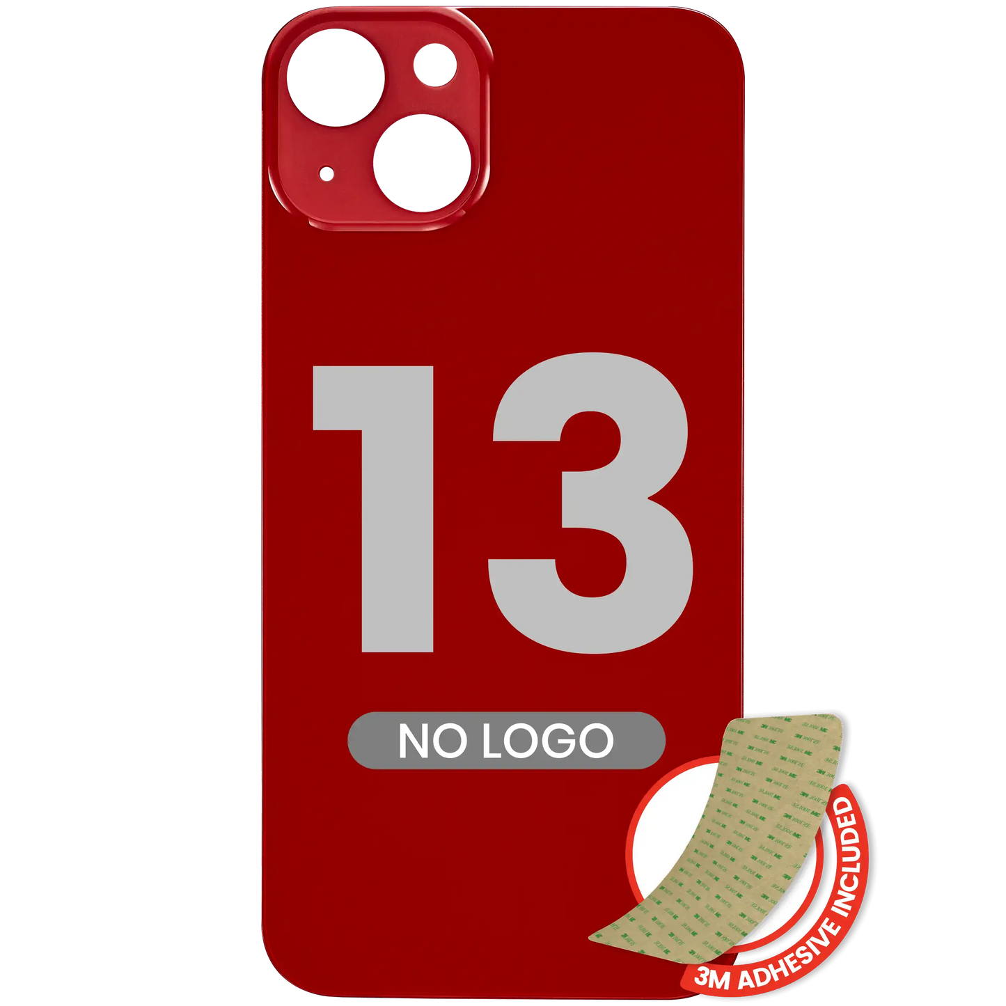 Back Glass With 3M Adhesive For iPhone 13 (No Logo / Large Camera Hole) (Red)