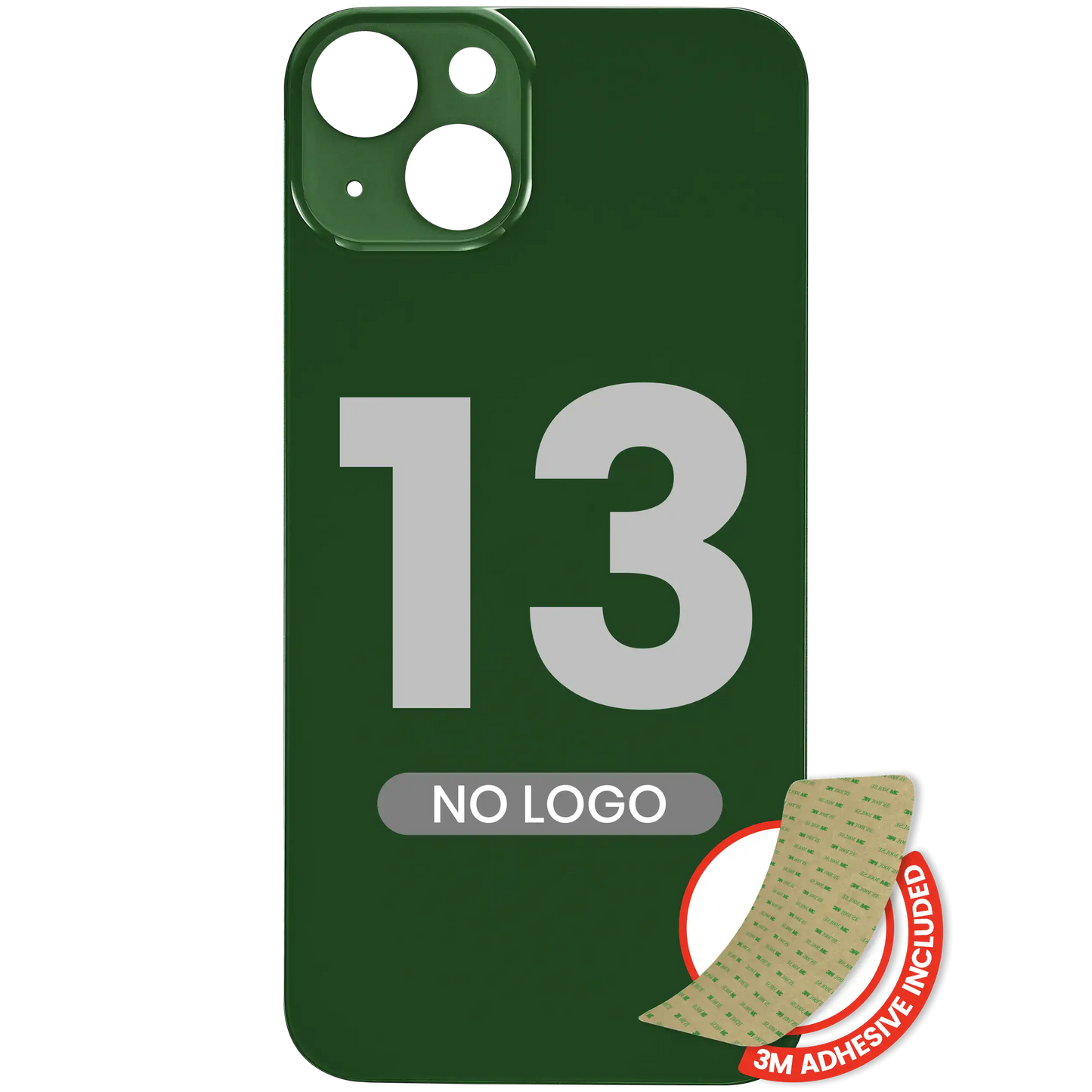 Back Glass With 3M Adhesive For iPhone 13 (No Logo / Large Camera Hole) (Green)