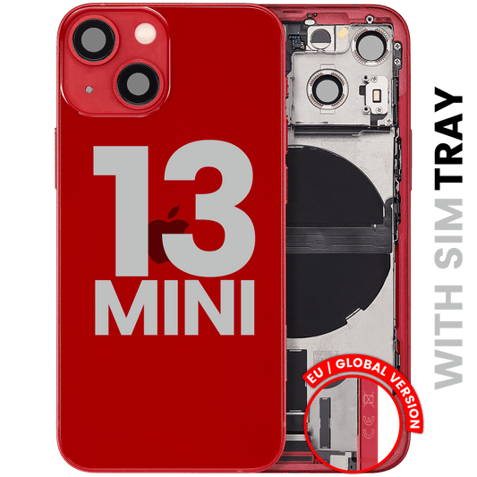 Back Housing W/ Charging Port Flex & Small Parts For iPhone 13 Mini (EU / Global Version) (Used OEM Pull: Grade A) (Red)