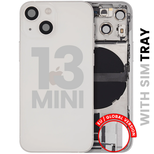 Back Housing W/ Charging Port Flex & Small Parts For iPhone 13 Mini (EU / Global Version) (Used OEM Pull: Grade A) (Starlight)