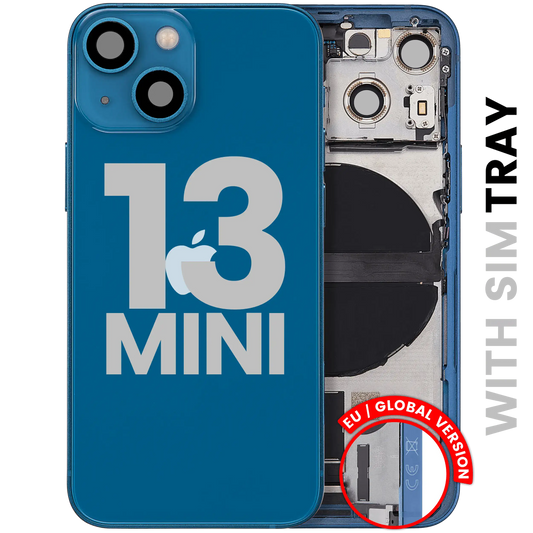Back Housing W/ Charging Port Flex & Small Parts For iPhone 13 Mini (EU / Global Version) (Used OEM Pull: Grade B) (Blue)