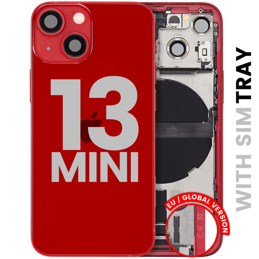 Back Housing W/ Charging Port Flex & Small Parts For iPhone 13 Mini (EU / Global Version) (Used OEM Pull: Grade B) (Red)