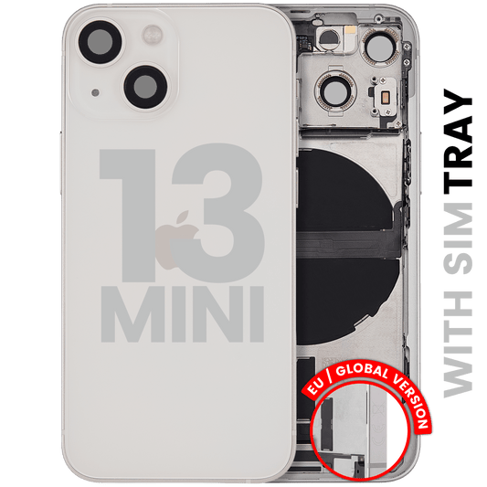 Back Housing W/ Charging Port Flex & Small Parts For iPhone 13 Mini (EU / Global Version) (Used OEM Pull: Grade C) (Starlight)