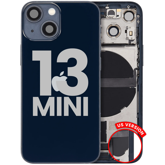 Back Housing W/ Charging Port Flex & Small Parts For iPhone 13 Mini (US Version) (Used OEM Pull: Grade B) (Midnight)