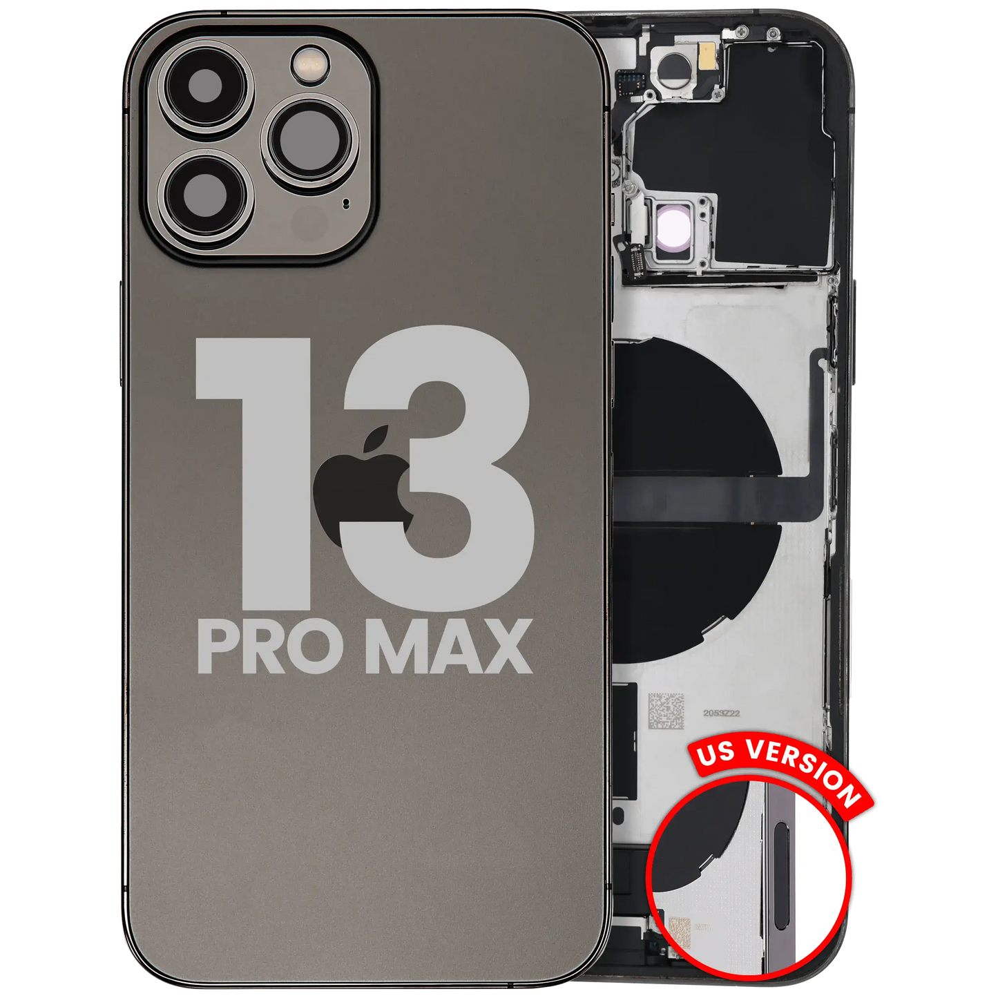 Back Housing W/ Charging Port Flex & Small Parts For iPhone 13 Pro Max (US Version) (Used OEM Pull: Grade A) (Graphite)