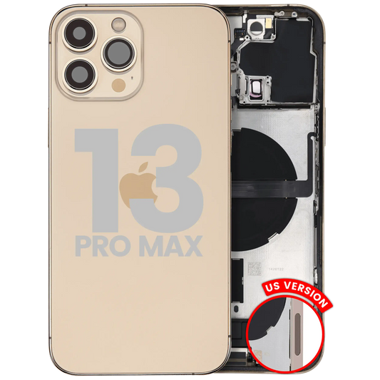 Back Housing W/ Charging Port Flex & Small Parts For iPhone 13 Pro Max (US Version) (Used OEM Pull: Grade C) (Gold)