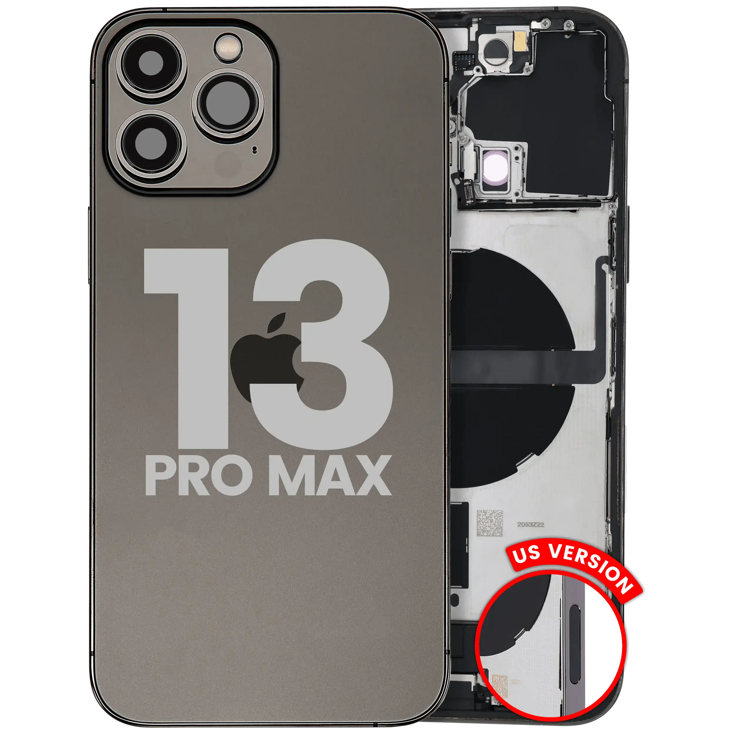 Back Housing W/ Charging Port Flex & Small Parts For iPhone 13 Pro Max (US Version) (Used OEM Pull: Grade C) (Graphite)