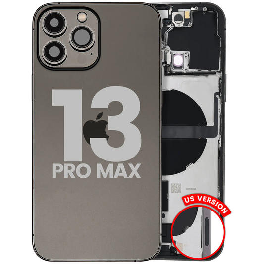 Back Housing W/ Charging Port Flex & Small Parts For iPhone 13 Pro Max (US Version) (Used OEM Pull: Grade C) (Graphite)