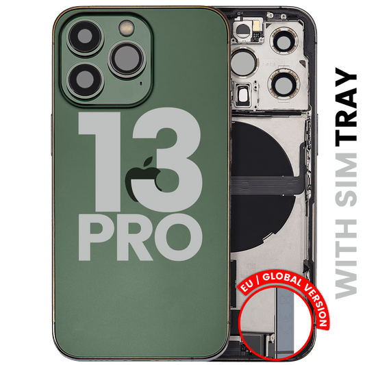 Back Housing W/ Charging Port Flex & Small Parts For iPhone 13 Pro (EU / Global Version) (Used OEM Pull: Grade A) (Alpine Green)