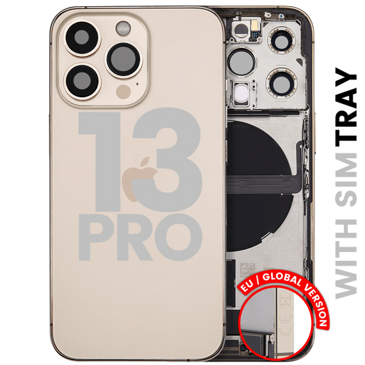 Back Housing W/ Charging Port Flex & Small Parts For iPhone 13 Pro (EU / Global Version) (Used OEM Pull: Grade A) (Gold)