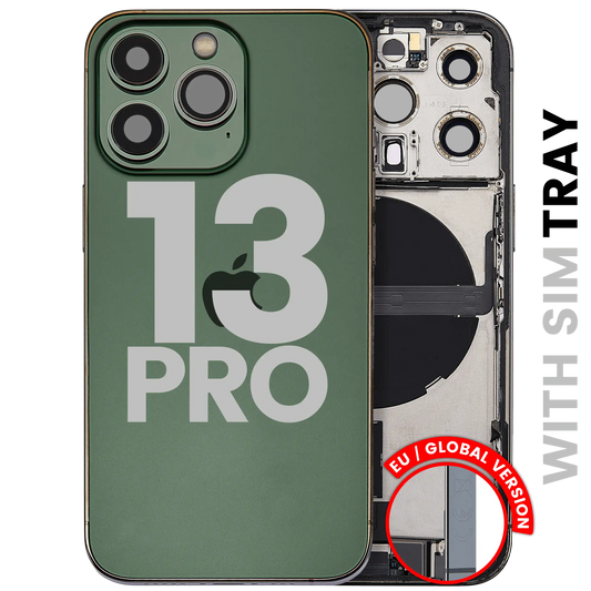 Back Housing W/ Charging Port Flex & Small Parts For iPhone 13 Pro (EU / Global Version) (Used OEM Pull: Grade C) (Alpine Green)