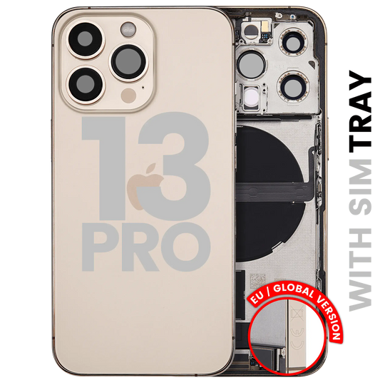 Back Housing W/ Charging Port Flex & Small Parts For iPhone 13 Pro (EU / Global Version) (Used OEM Pull: Grade C) (Gold)