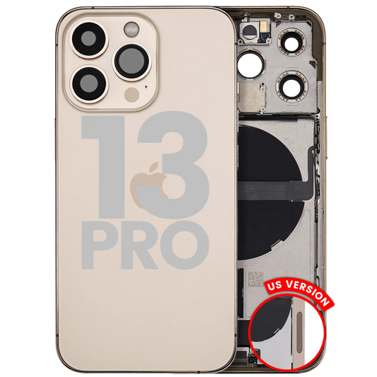 Back Housing W/ Charging Port Flex & Small Parts For iPhone 13 Pro (US Version) (Used OEM Pull: Grade A) (Gold)