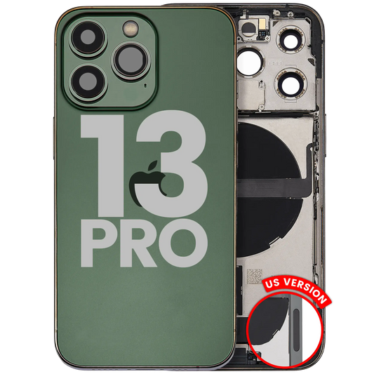 Back Housing W/ Charging Port Flex & Small Parts For iPhone 13 Pro (US Version) (Used OEM Pull: Grade B) (Alpine Green)
